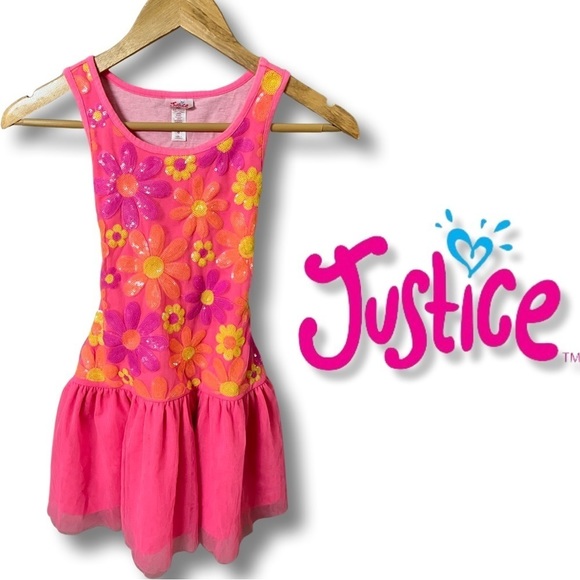 Justice Dresses Justice Spring Sequin Pink Yellow Easter Summer